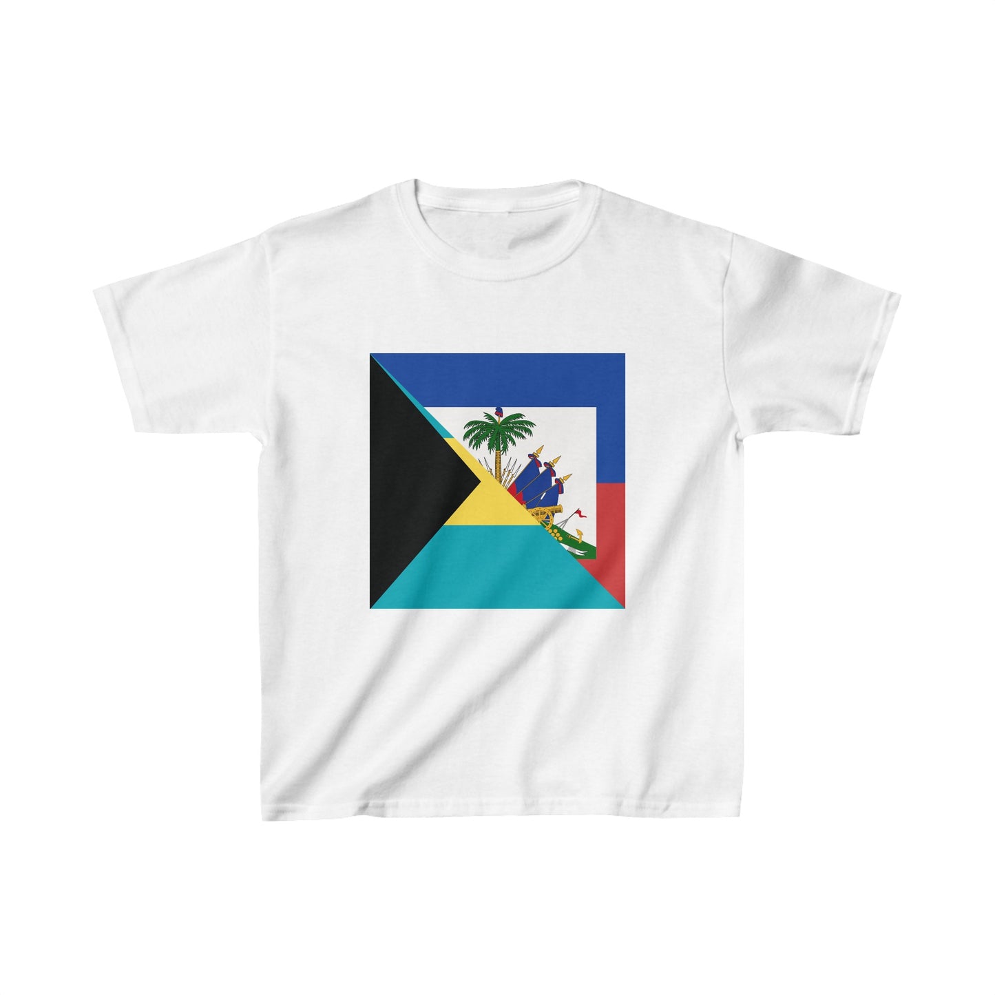 Kids Haiti Bahamas Flag | Half Haitian Bahamian Flag T-Shirt | Unisex Tee Shirt