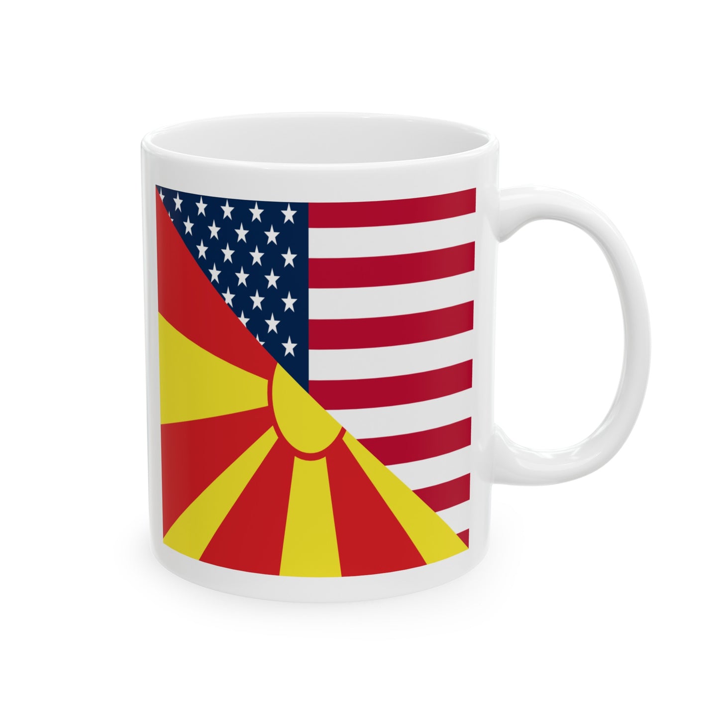 North Macedonia American Flag Half Macedonian USA Ceramic Mug 11oz, 15oz Cup