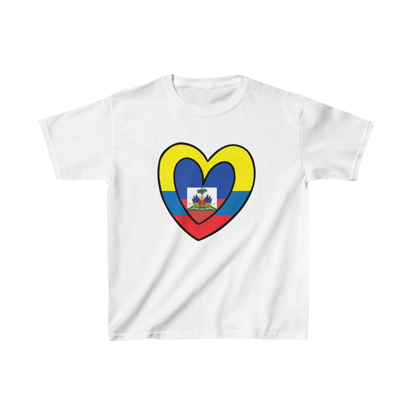 Kids Colombian Haitian Flag Inner Heart Colombia Haiti  T-Shirt | Unisex Tee Shirt