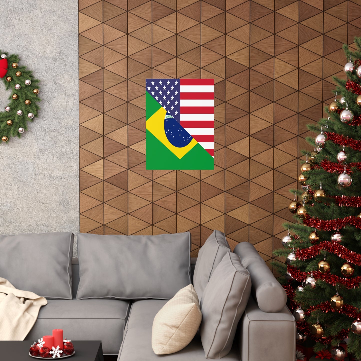 Brazilian American Flag Half Brazil USA Brasil Premium Matte Poster