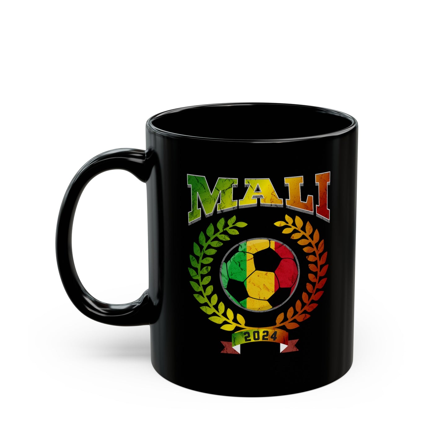 Mali 2024 Soccer Football Championship Games Malians Team Black Mug (11oz, 15oz)