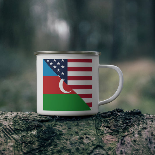 Azerbaijan American Flag USA 12oz Enamel Mug