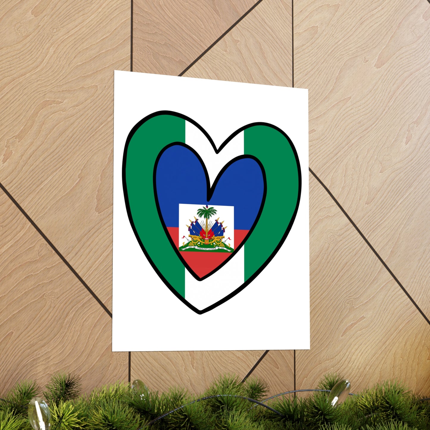 Nigerian Haitian Flag Inner Heart Nigeria Haiti  Premium Matte Poster