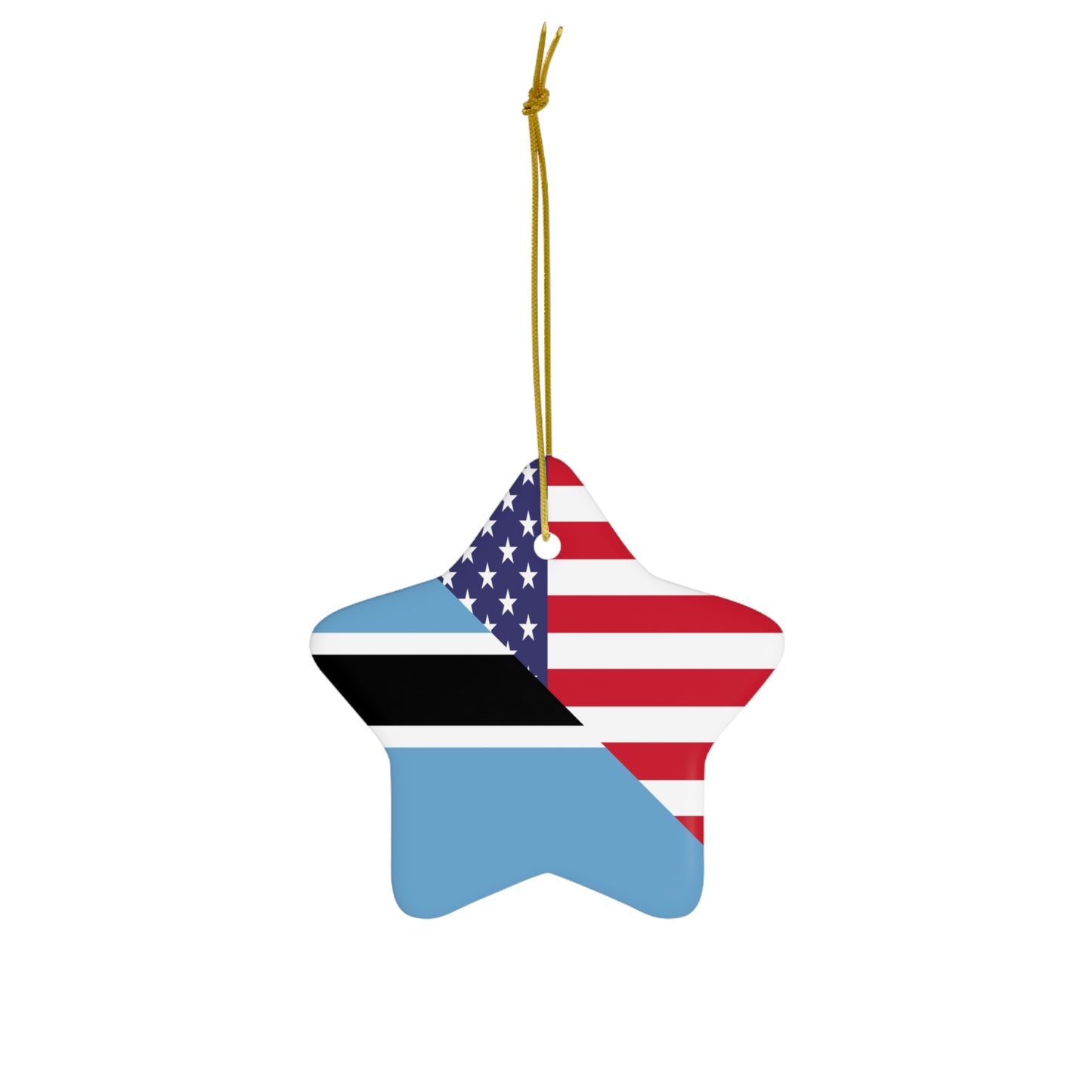 Botswana American Flag USA Ceramic Ornament | Christmas Tree Ornaments