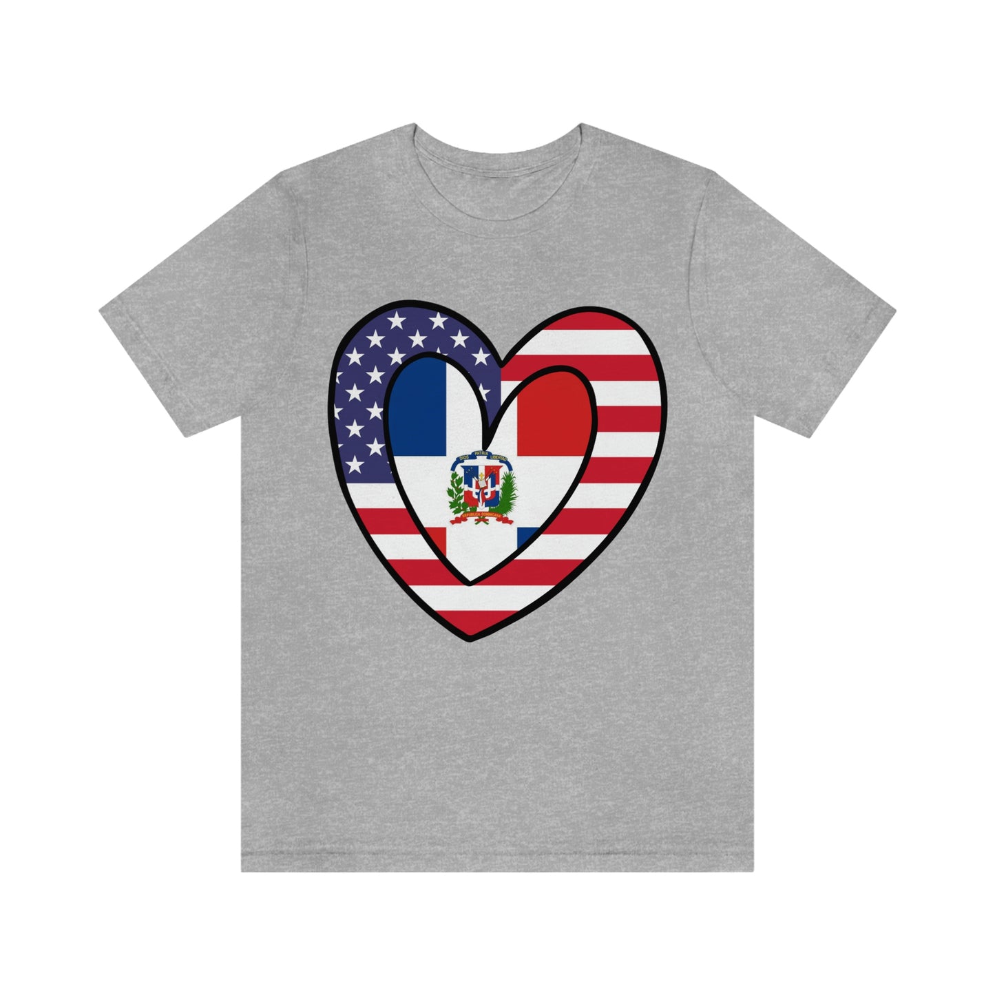 Dominican Republic American Heart Valentines Day Gift Tee Shirt | Half Dominicano USA Flag T-Shirt