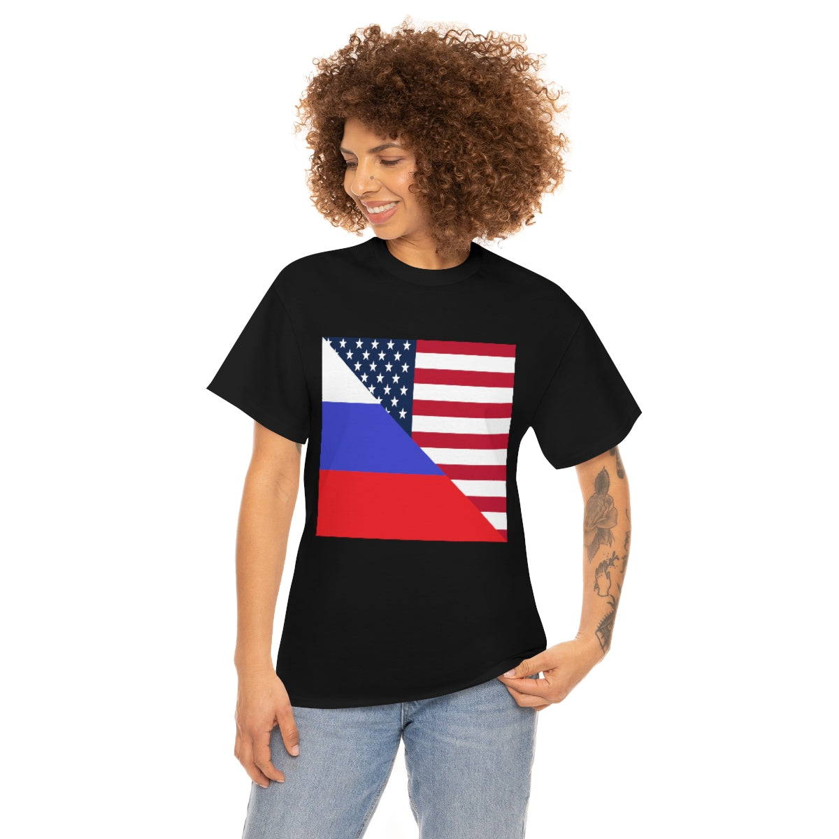 Russian American Flag Half Russia USA T-Shirt | Unisex Tee Shirt