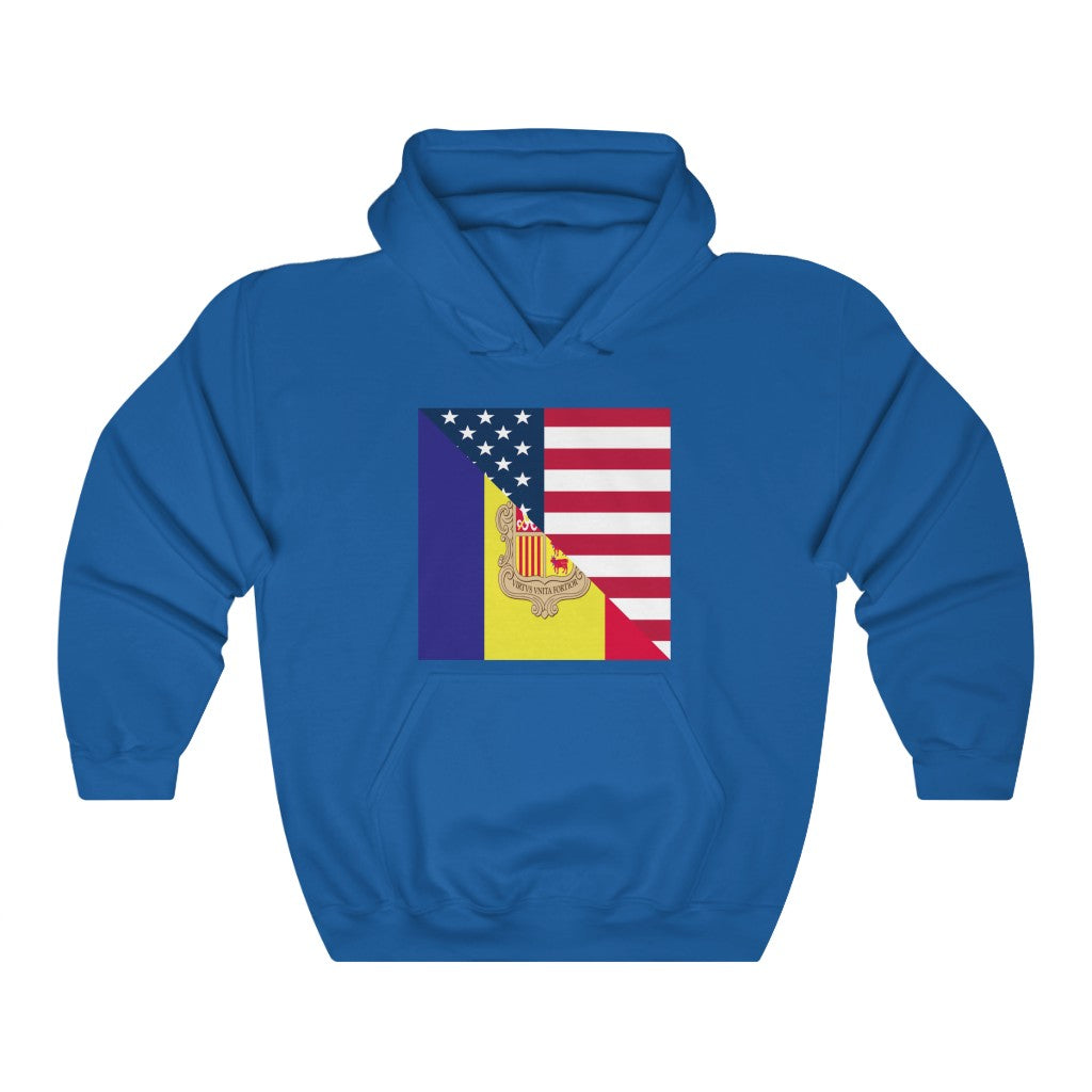 Andorran American Flag Hoodie | Unisex Andorra USA Hooded Sweatshirt