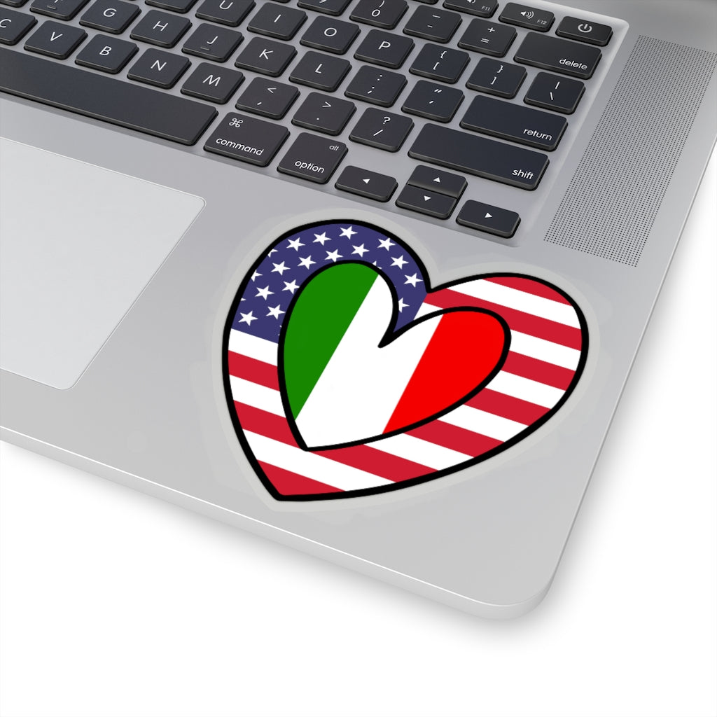 American Italian Flag Inner Heart Sticker | USA Italy Accessory