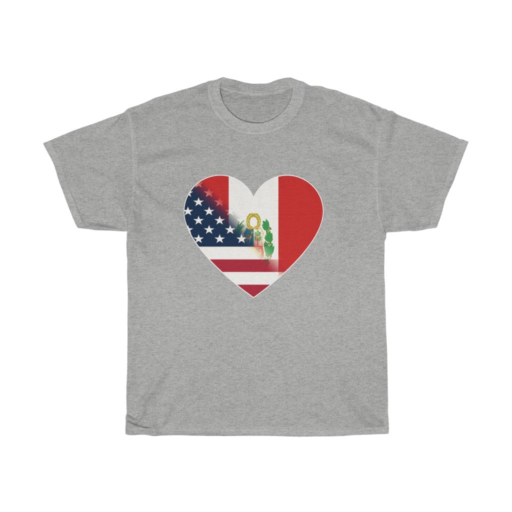 Peruvian American Heart Flag Tee | Unisex Peru USA Shirt