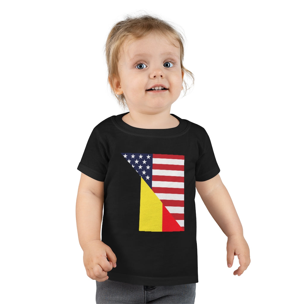 Toddler Belgian American Flag T-Shirt | Unisex Belgium USA Tee