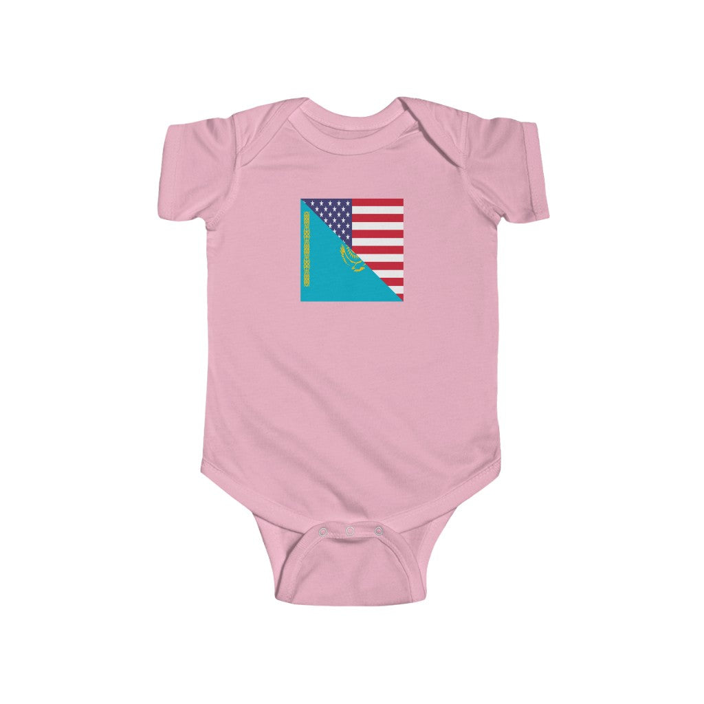 Kazakhstan American Flag Baby Bodysuit | Kazakhs Newborn Girl Boy