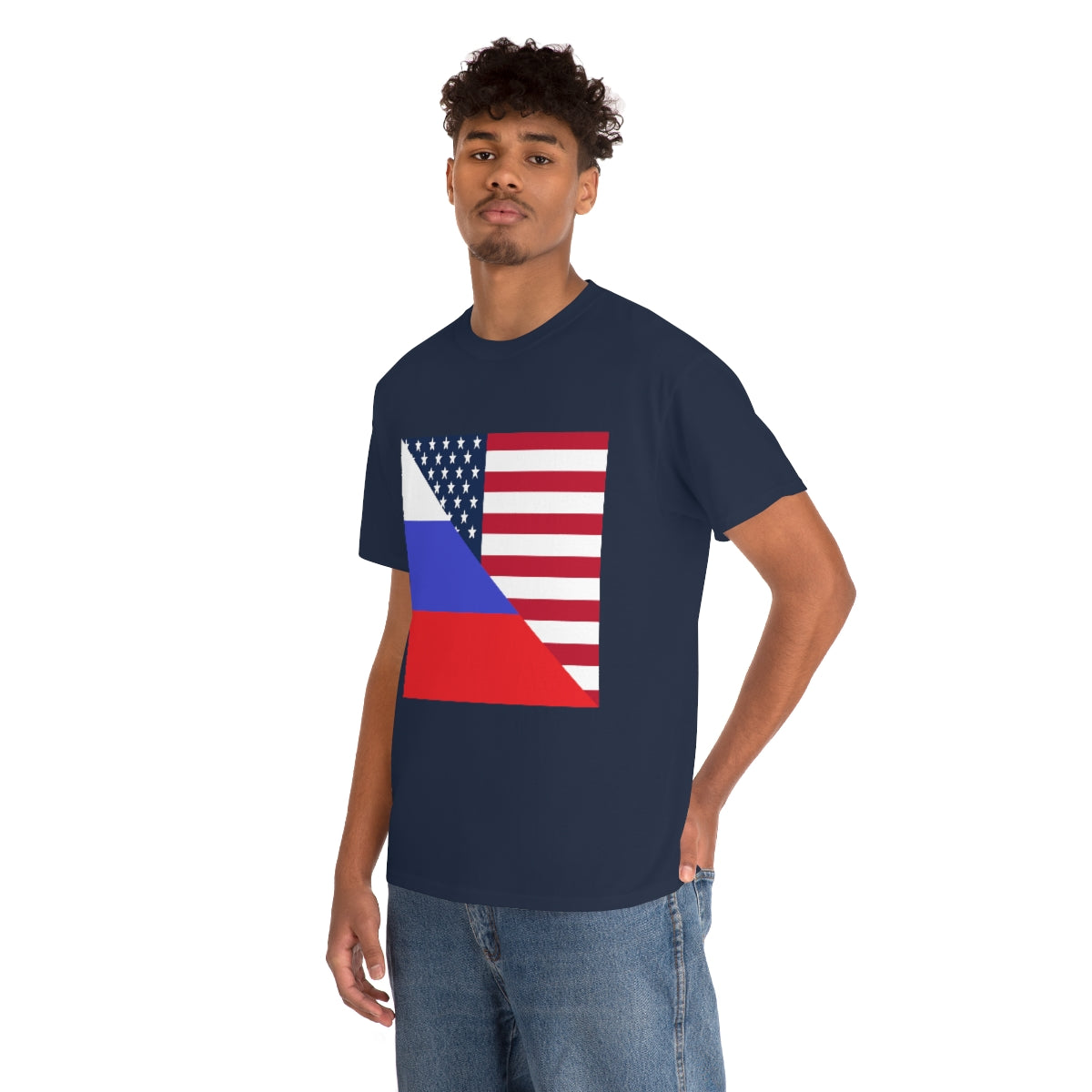 Russian American Flag Half Russia USA T-Shirt | Unisex Tee Shirt