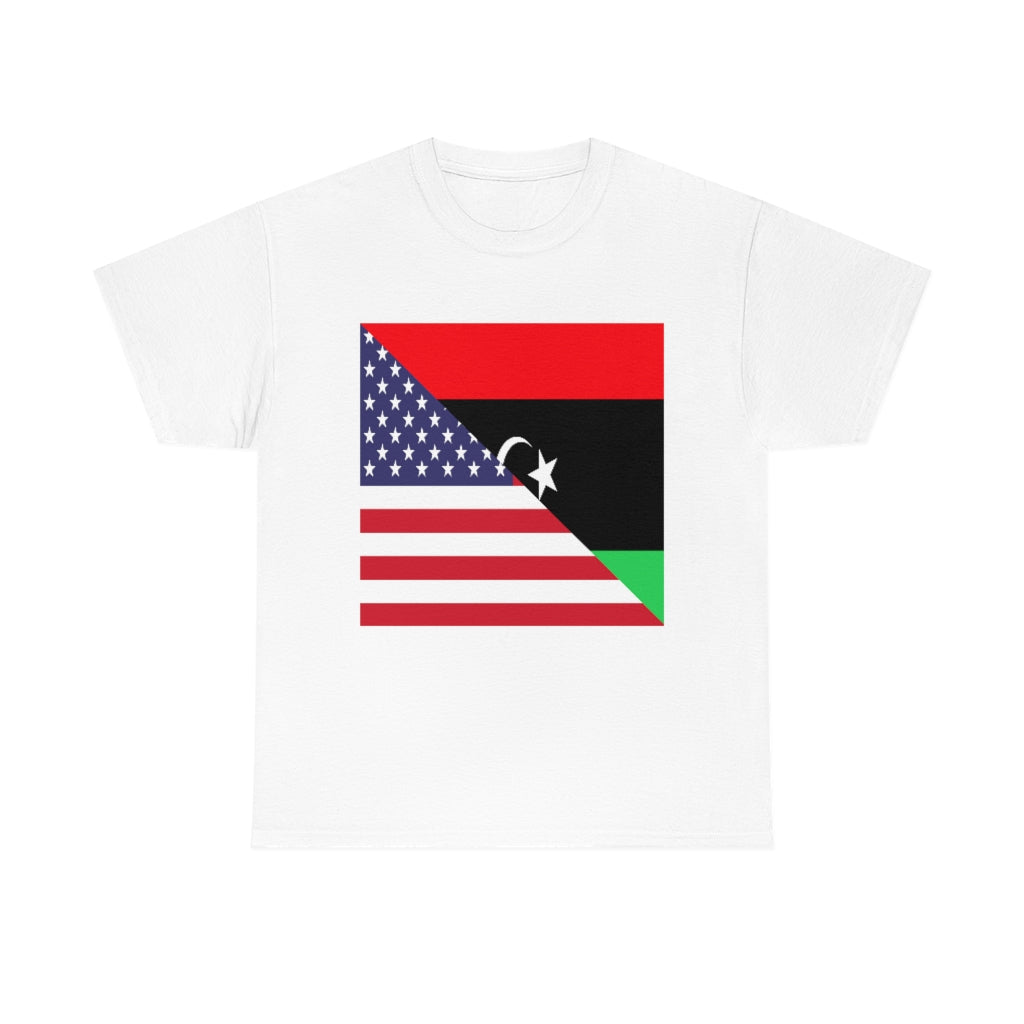 Libyan American Flag Tee Shirt | Unisex Libya USA Tshirt