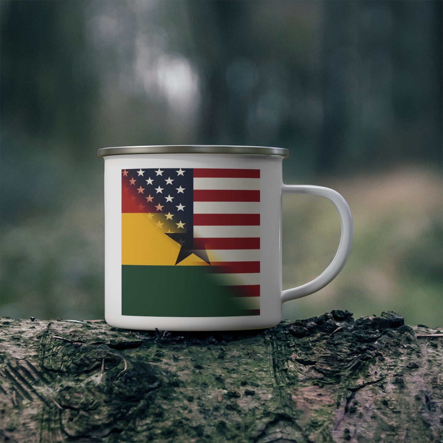 Ghana America Flag | Half Ghanaian 12oz Enamel Mug