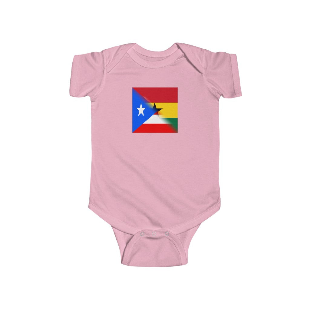 Puerto Rican Ghanaian Flag Baby Bodysuit | Ghana Newborn Girl Boy