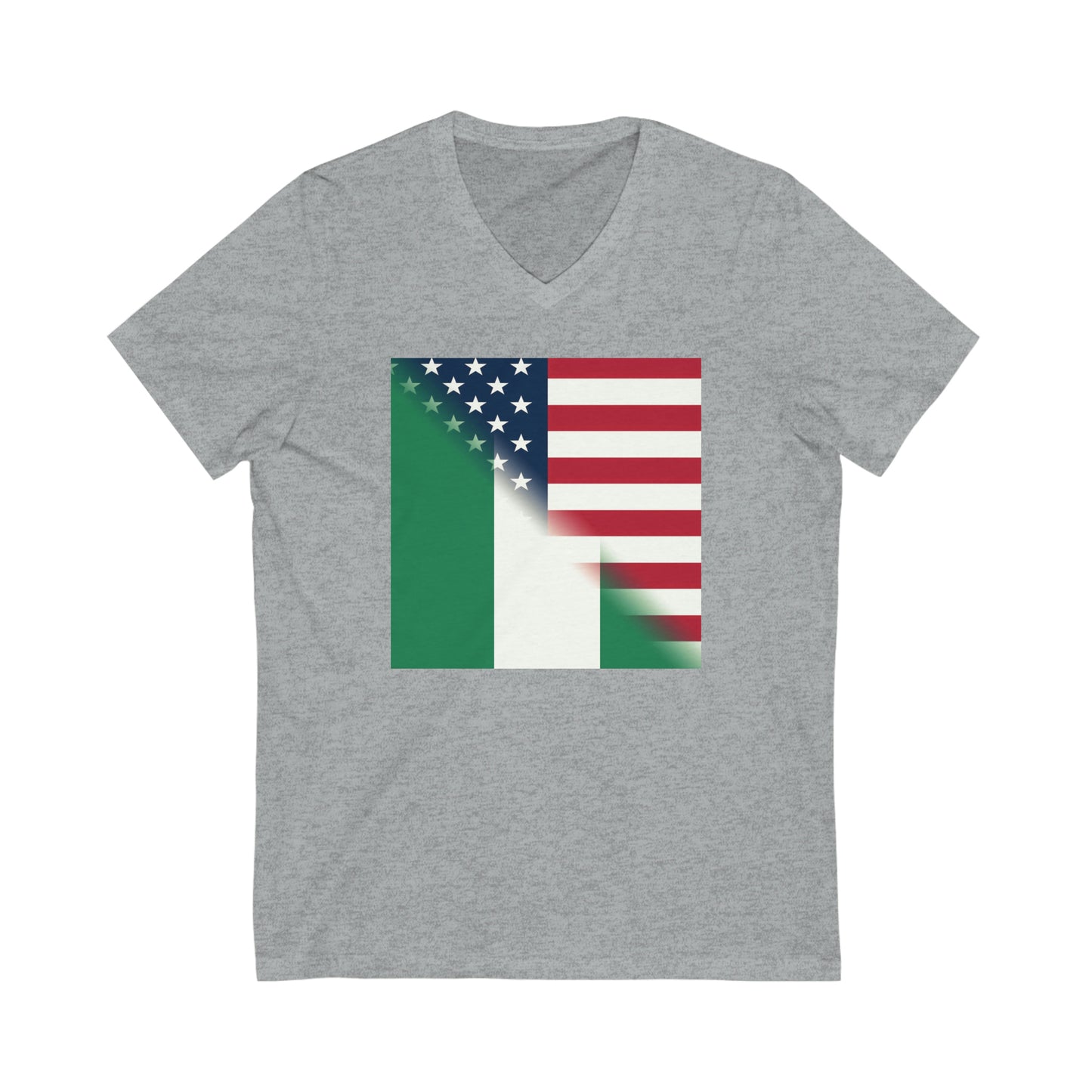 Nigerian American Flag Half Naija USA African V-Neck T-Shirt | Unisex Vee Shirt