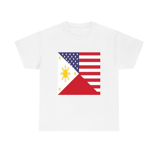 Filipino Flag USA Tshirt | Unisex Pinoy Pride Tee | Philippines American Men Women Shirt