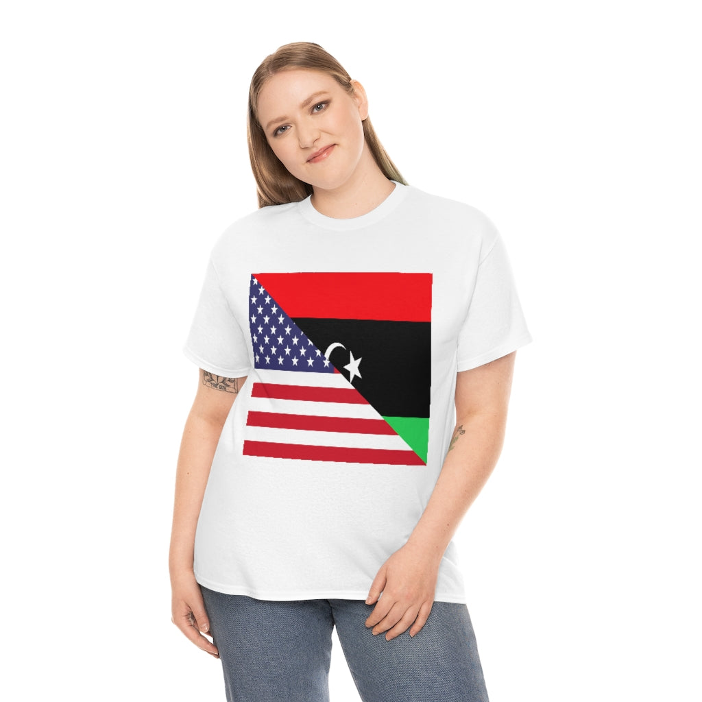 Libyan American Flag Tee Shirt | Unisex Libya USA Tshirt