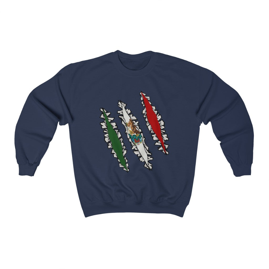 Slashed Mexican Flag Sweatshirt | Mexico Men Women Pullover