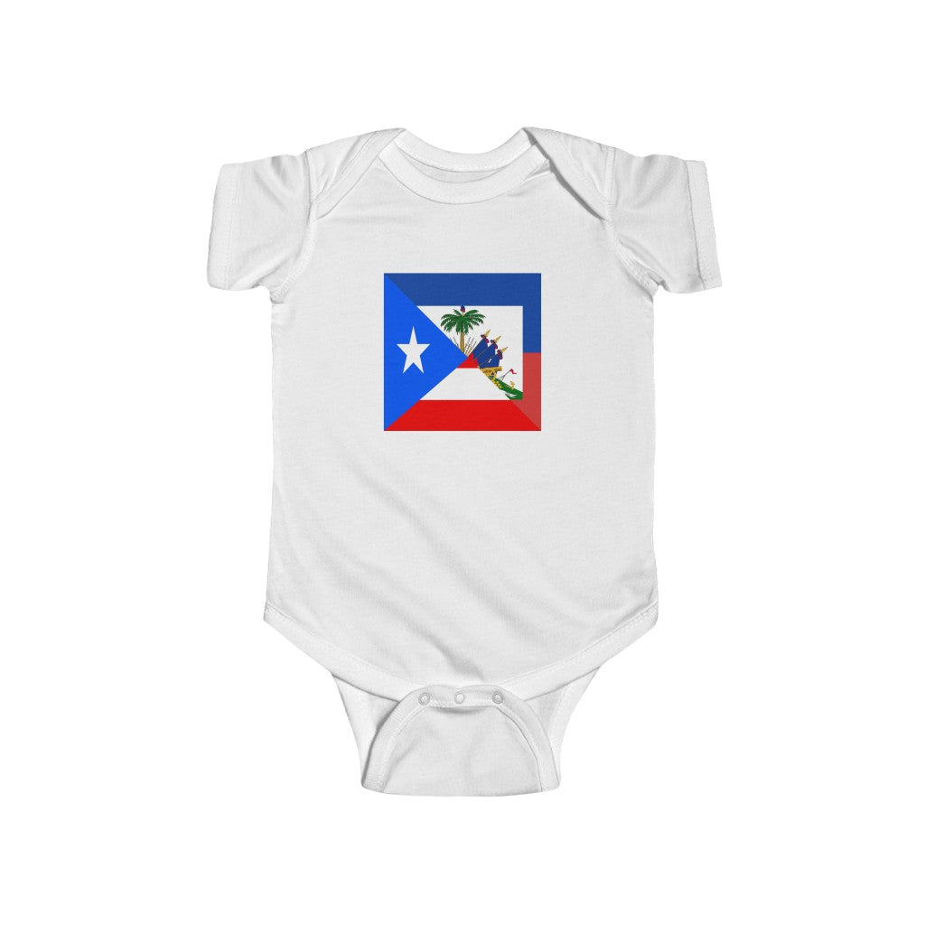 Puerto Rican Haitian Flag Baby Bodysuit | Haiti Boricua Baby Girl Boy