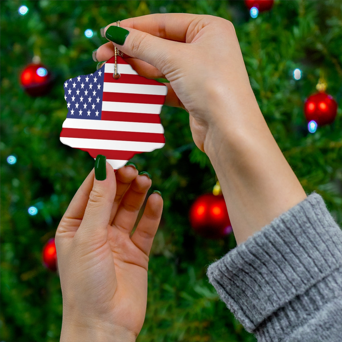 USA Flag Ceramic Ornaments | United States Christmas Tree