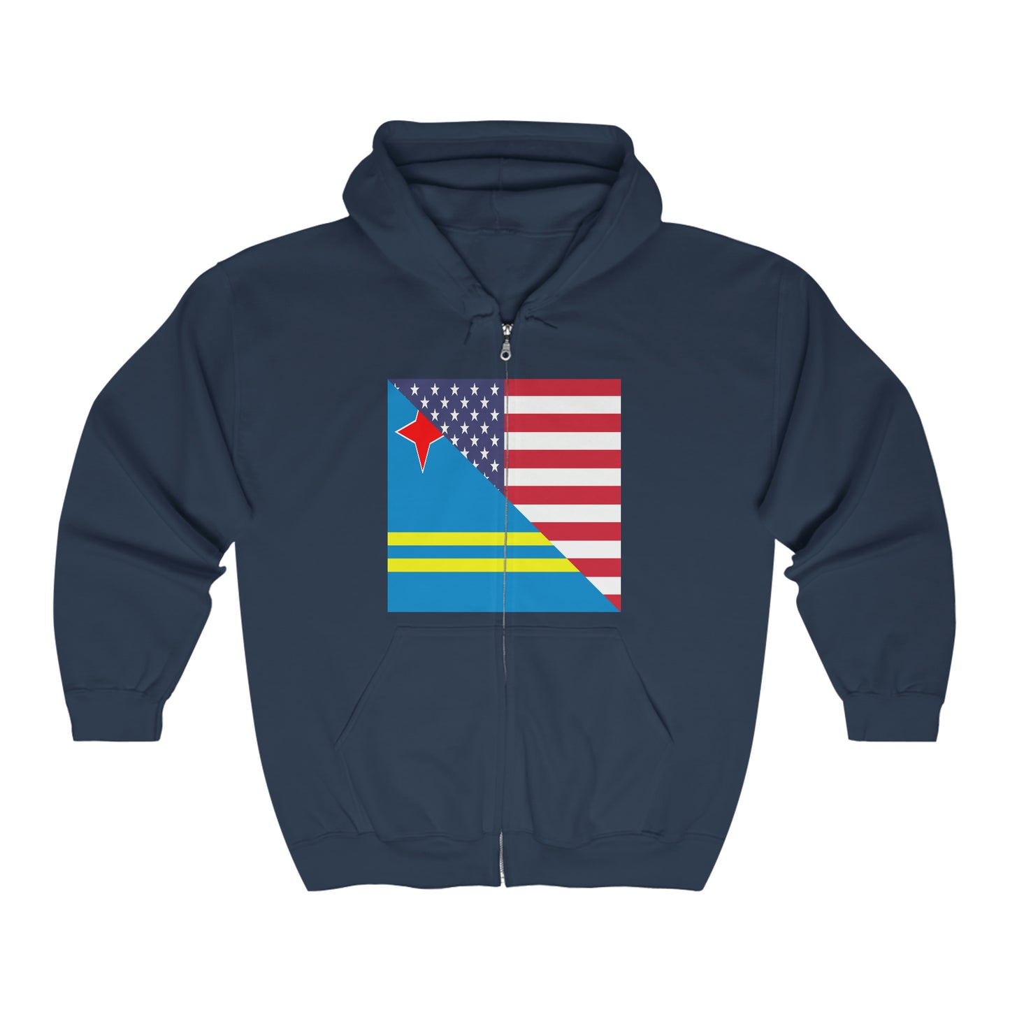 Aruba American Flag Aruban USA Zip Hoodie | Hooded Sweatshirt