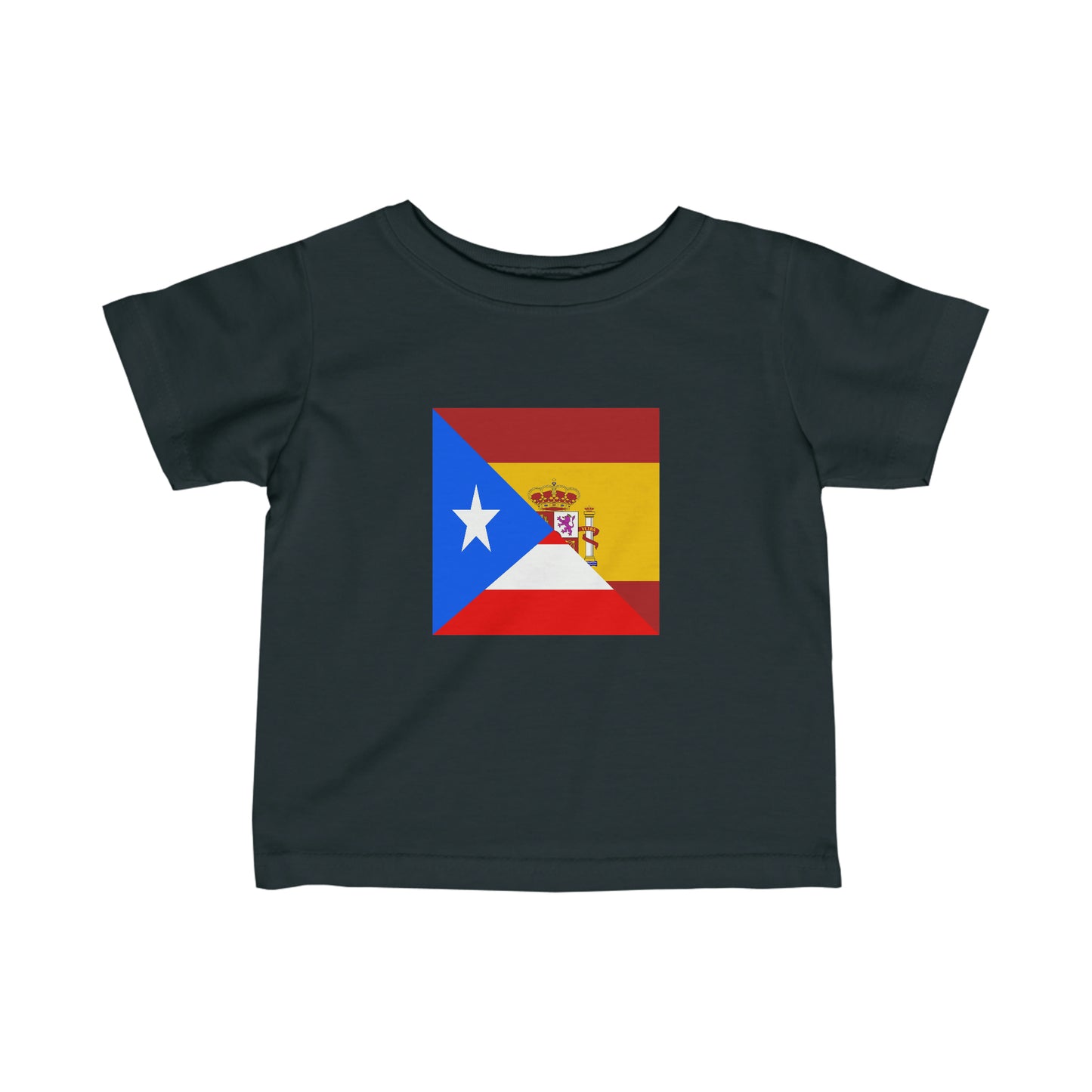 Infant Puerto Rican Spain Flag Half Boricua Spanish Toddler Tee Shirt
