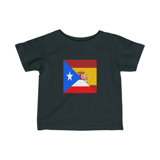 Infant Puerto Rican Spain Flag Half Boricua Spanish Toddler Tee Shirt