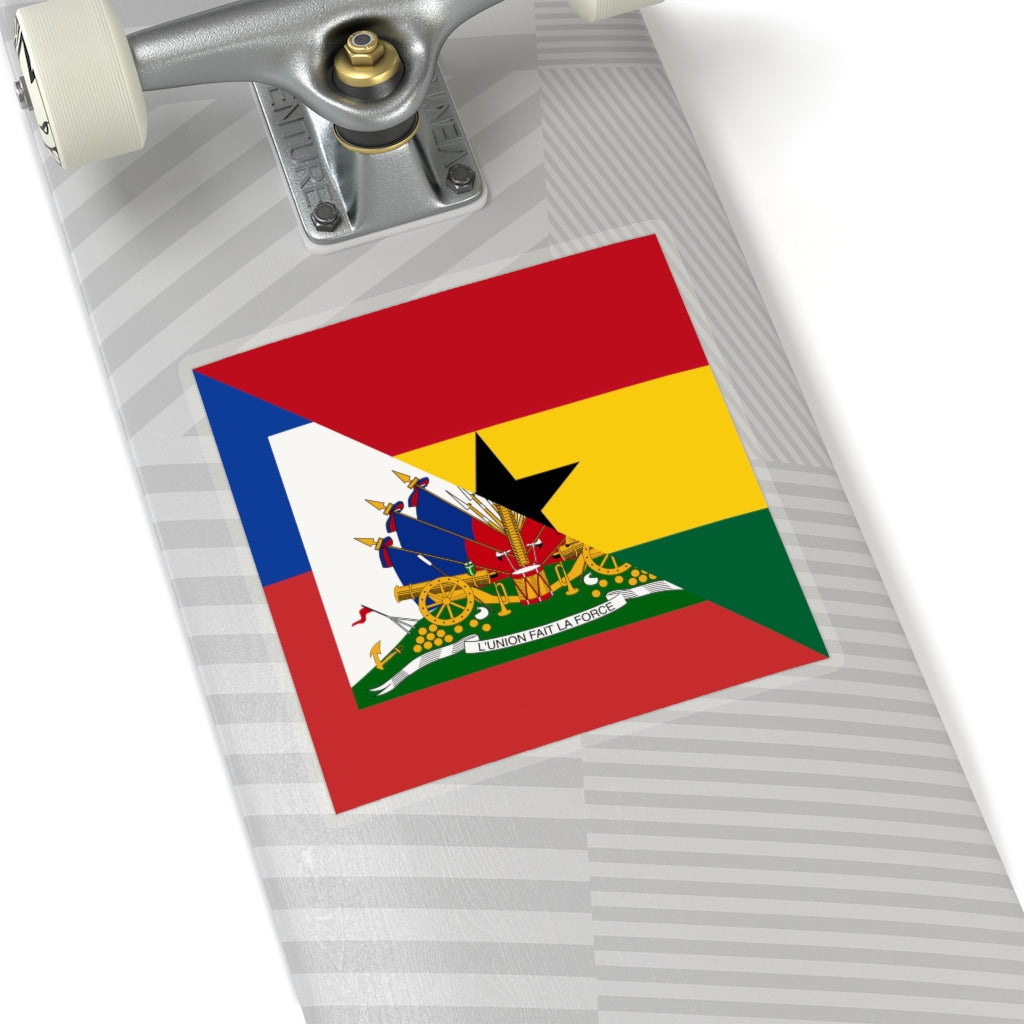 Half Haitian-Ghanaian Flag Sticker | Haiti Ghana Flag Sticker