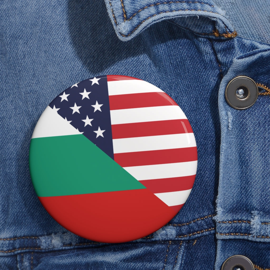 Bulgarian American Flag Pin Button | Half Bulgaria USA