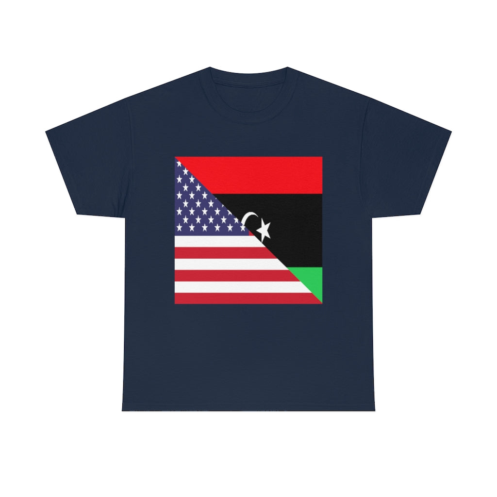 Libyan American Flag Tee Shirt | Unisex Libya USA Tshirt