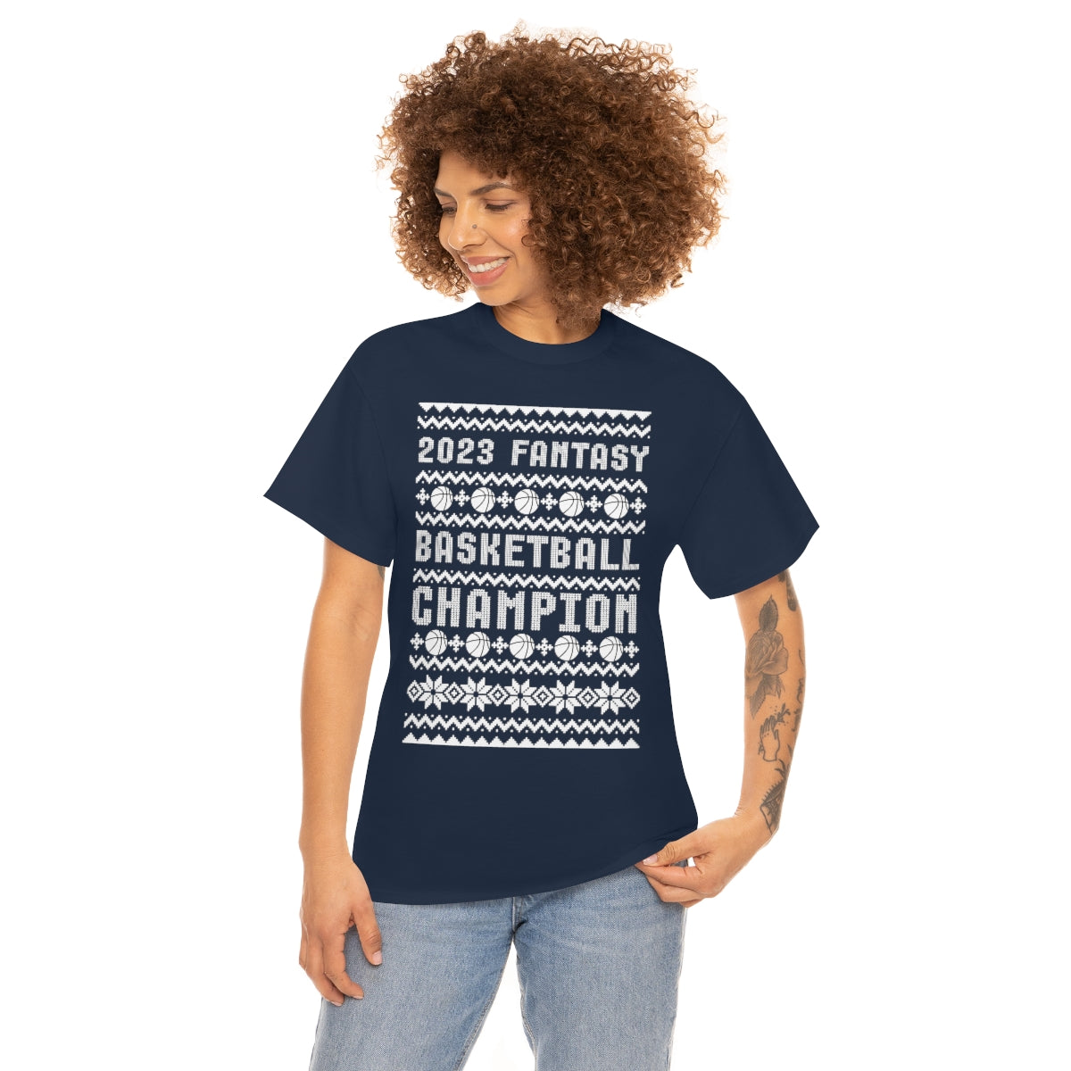 Fantasy Basketball Champion 2023 Ugly Christmas Tee Shirt | Unisex Champ T-Shirt