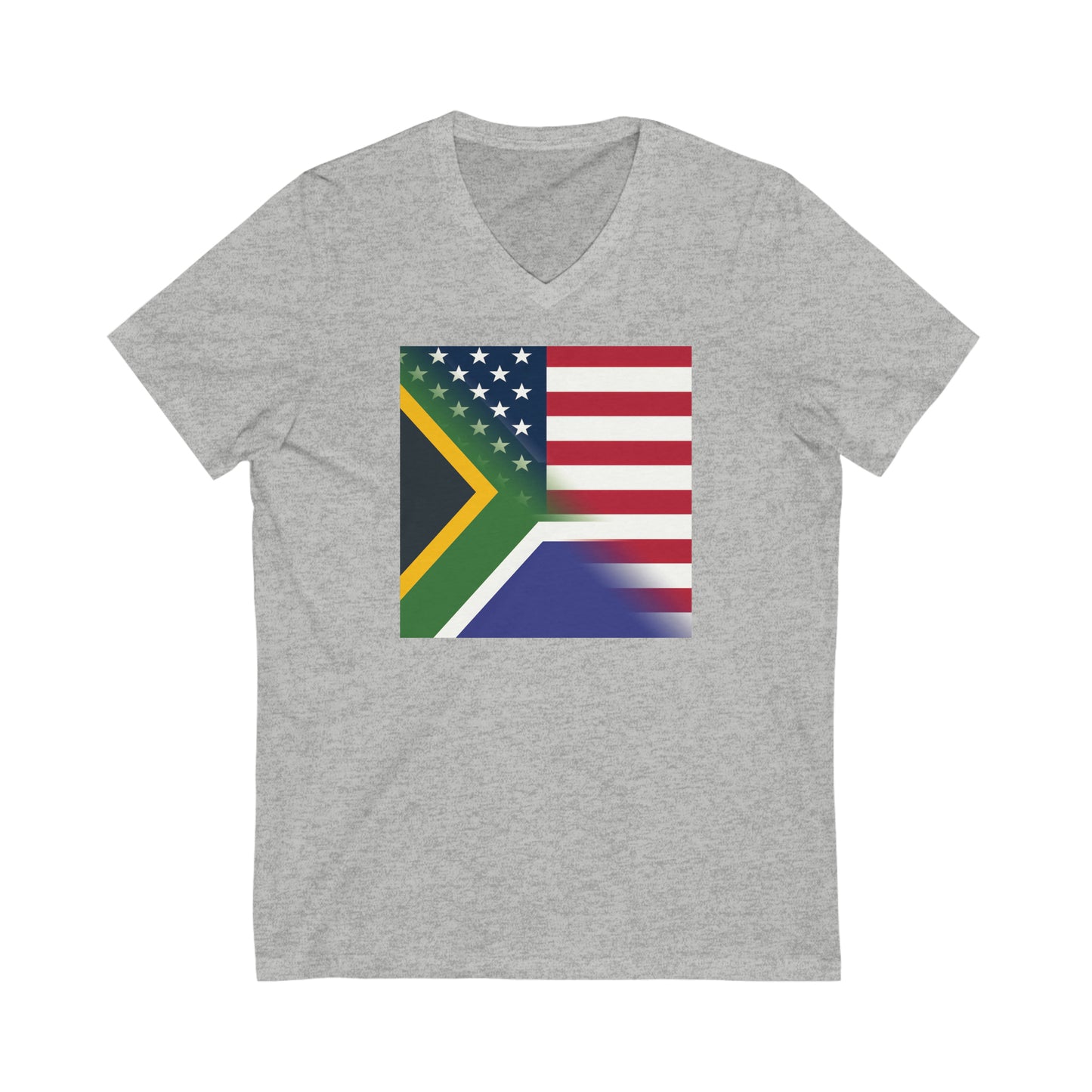 South Africa America Flag | USA Half South African V-Neck T-Shirt | Unisex Vee Shirt