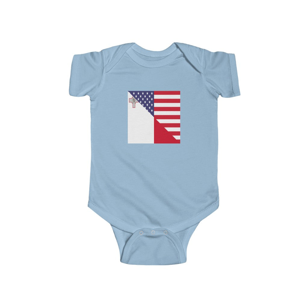 Maltese American Flag Baby Bodysuit | Malta USA Newborn