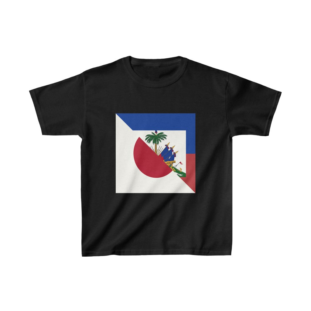 Kids Haitian Japanese Flag | Half Haiti Japan T-Shirt | Unisex Tee Shirt