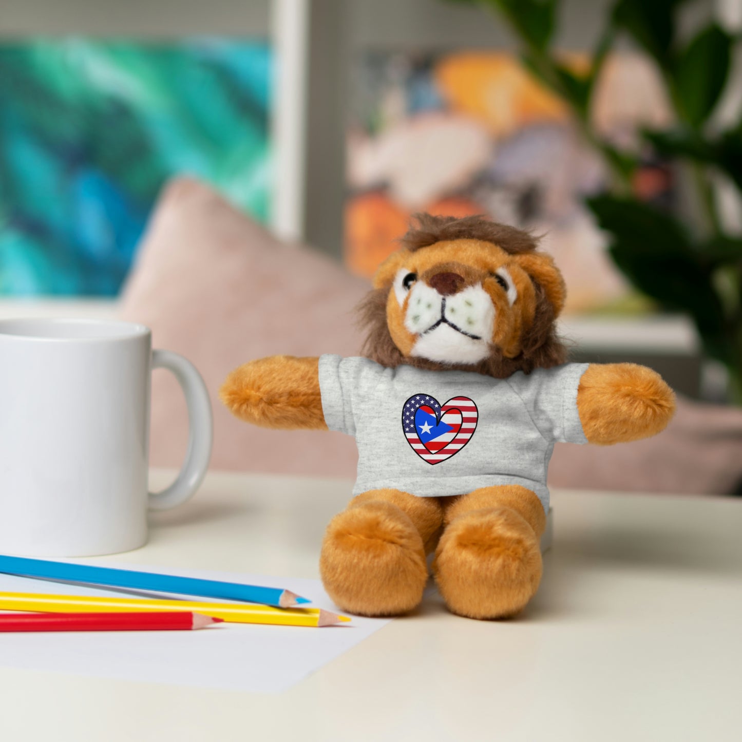 Puerto Rican American Valentines Day Gift Stuffed Animal | PR USA Flag Toy