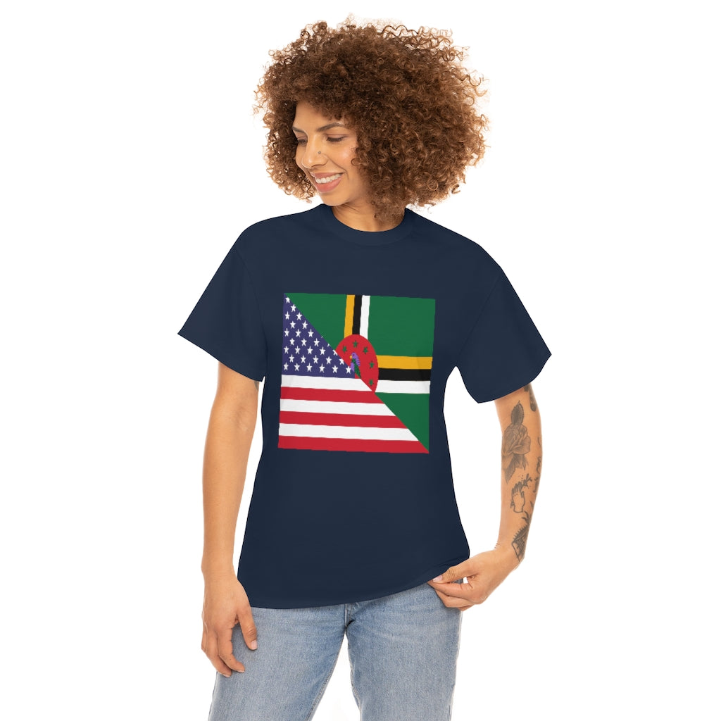 Dominica American Flag Tee Shirt | Dominican USA Tshirt