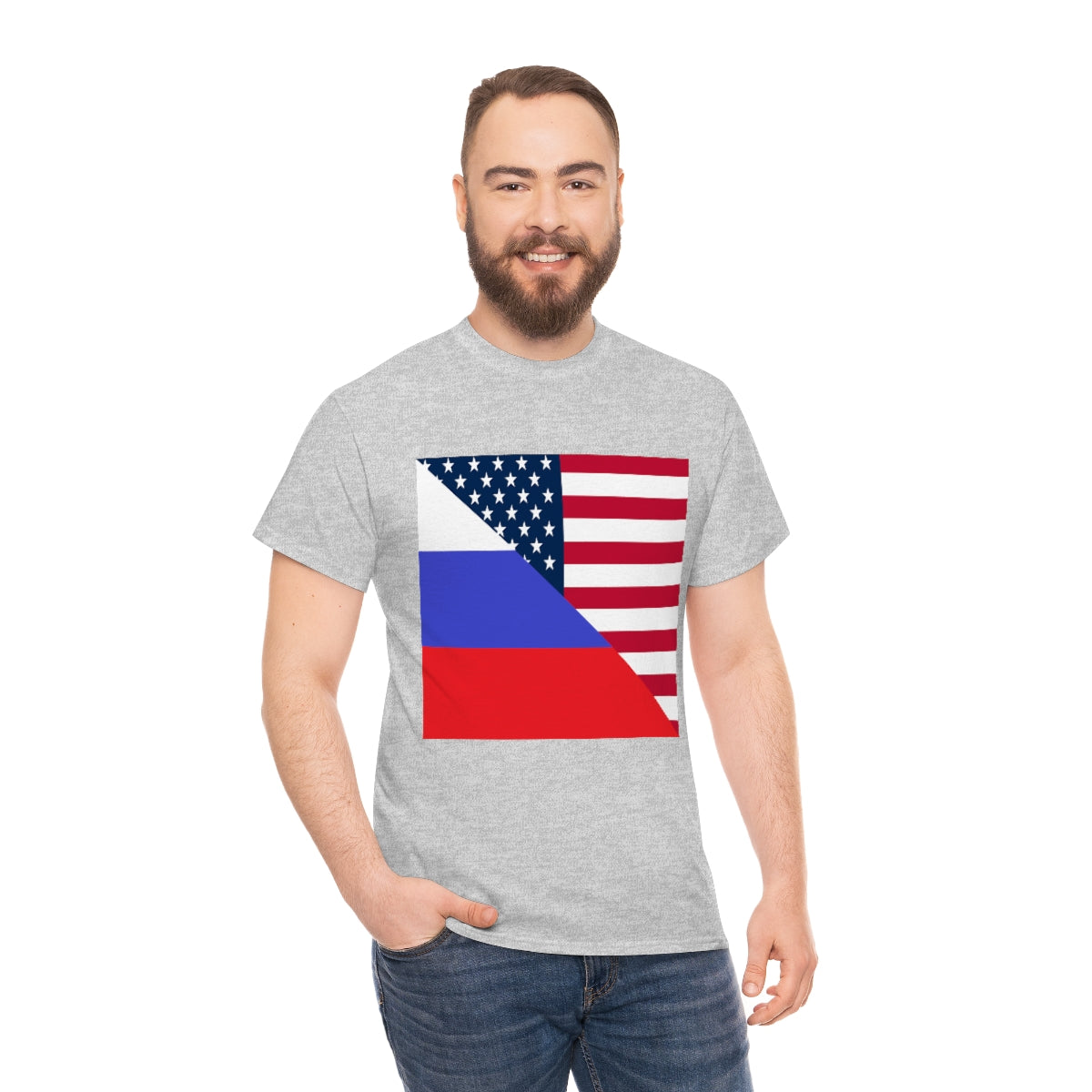 Russian American Flag Half Russia USA T-Shirt | Unisex Tee Shirt