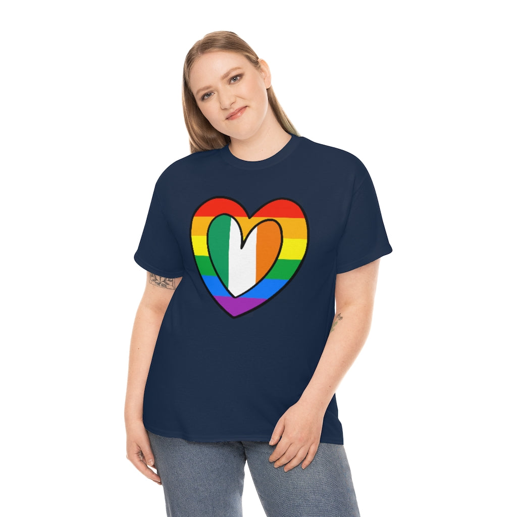 Irish Rainbow Flag Heart T-Shirt | Unisex Ireland Pride Month Tee