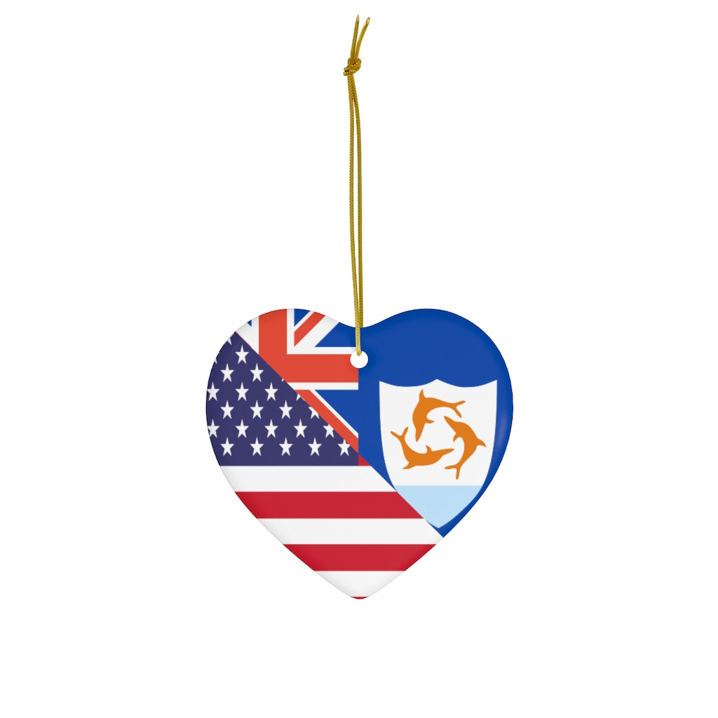 Anguillan American Flag Ceramic Ornaments | Anguilla USA Christmas Tree