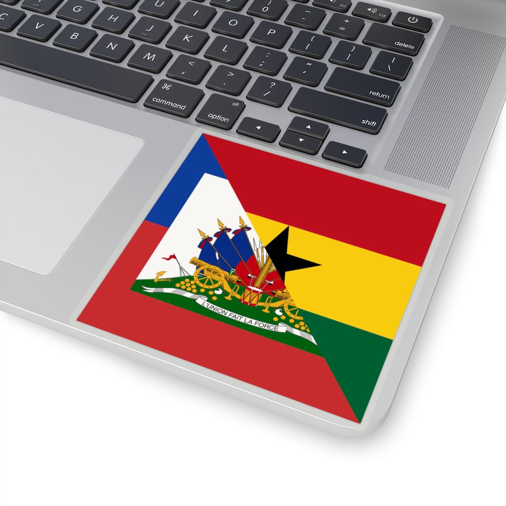 Half Haitian-Ghanaian Flag Sticker | Haiti Ghana Flag Sticker