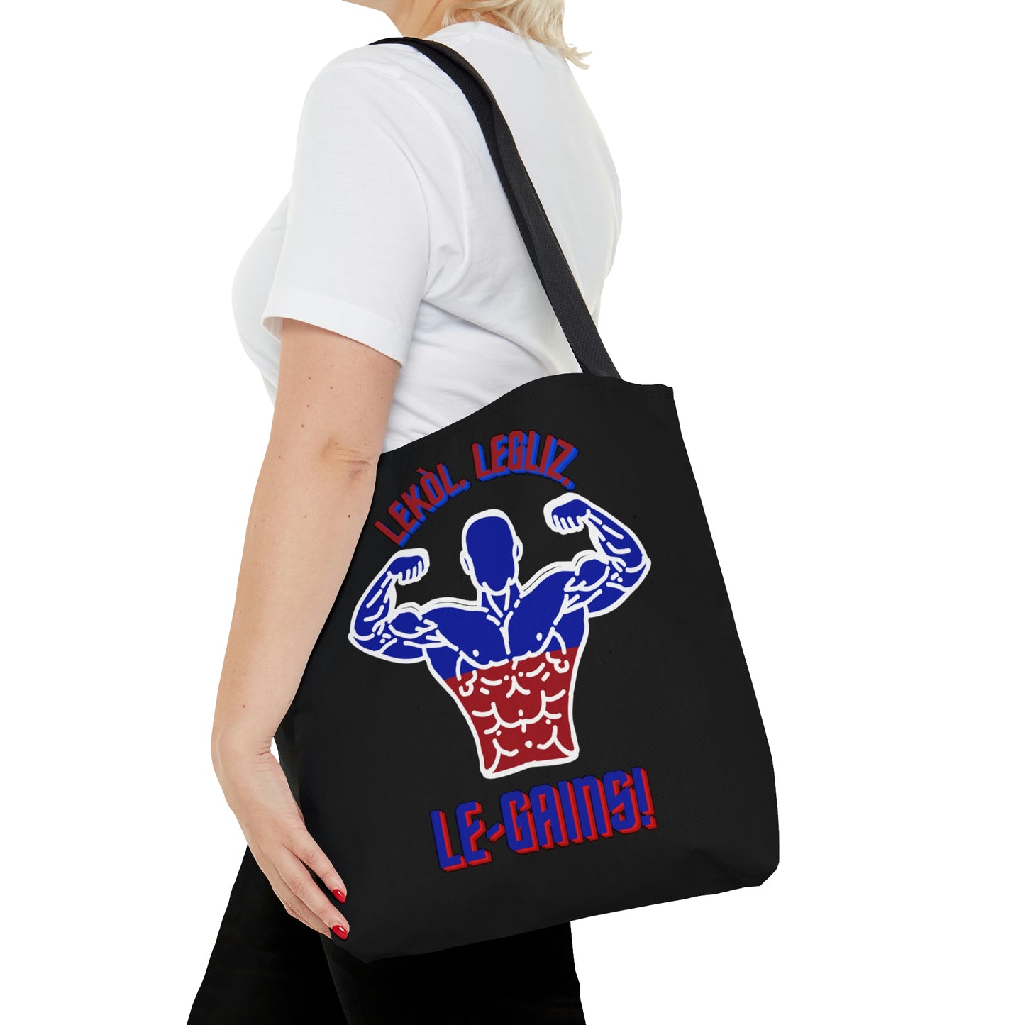 Lekol, Legliz, Le-Gains! | Haitian Gym Saying Tote Bag | Shoulder Bag