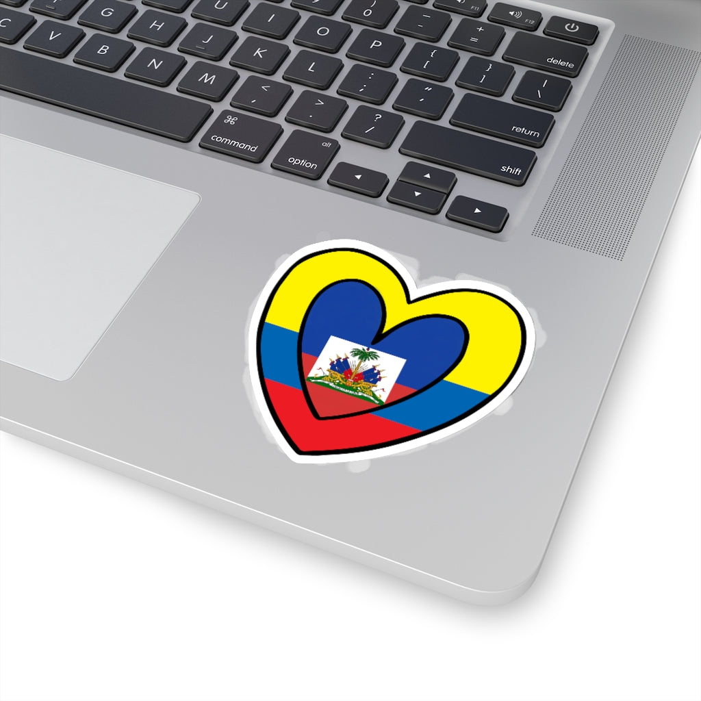 Colombian Haitian Flag Inner Heart Sticker | Colombia Haiti Accessory