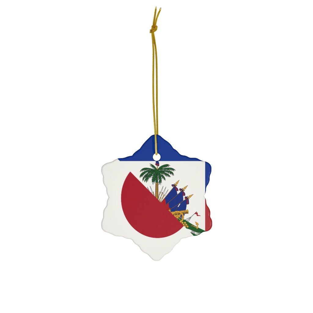 Japanese Haitian Flag Ceramic Ornaments | Japan Haiti Christmas Tree