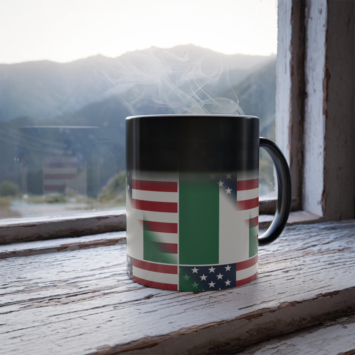 Nigerian American Flag Color Morphing Mug 11oz | Nigeria USA Cup