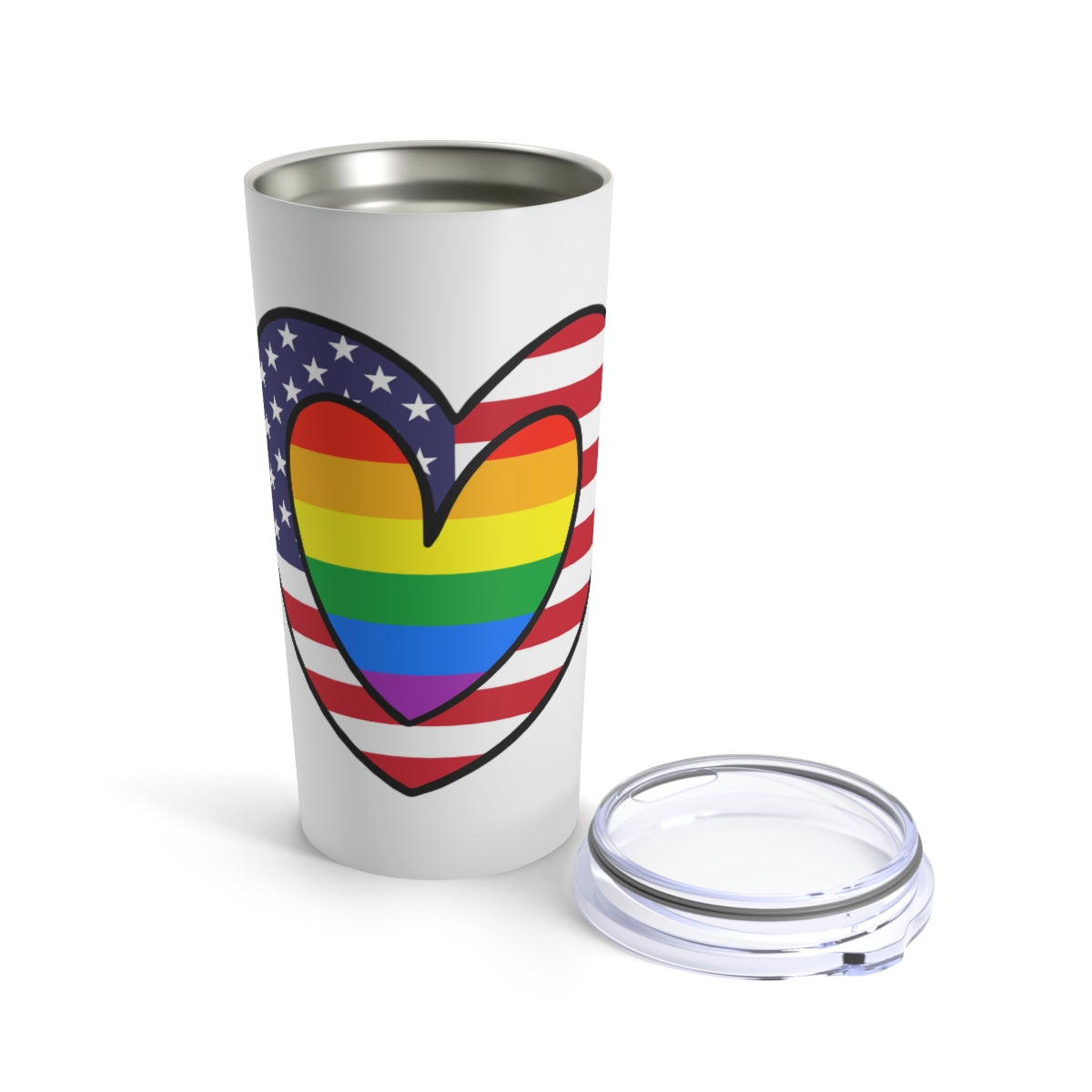 Rainbow American Flag Heart Pride Parade Tumbler 20oz