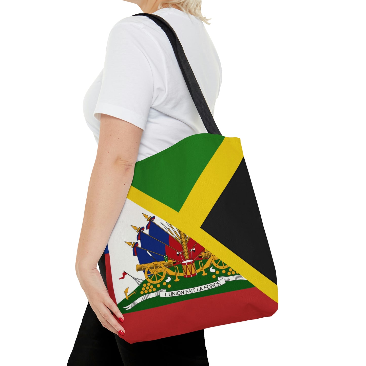 Haitian Jamaican Flag | Half Jamaica Haiti Tote Bag | Shoulder Bag