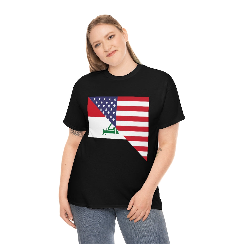 Iraq American Flag Tee Shirt | Unisex Iraqi USA Tshirt