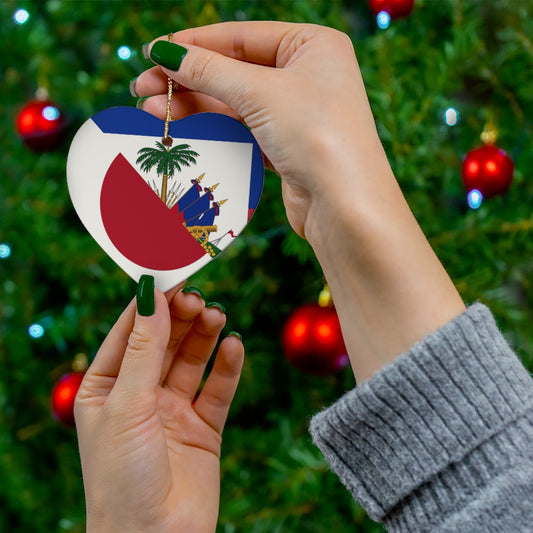 Japanese Haitian Flag Ceramic Ornaments | Japan Haiti Christmas Tree