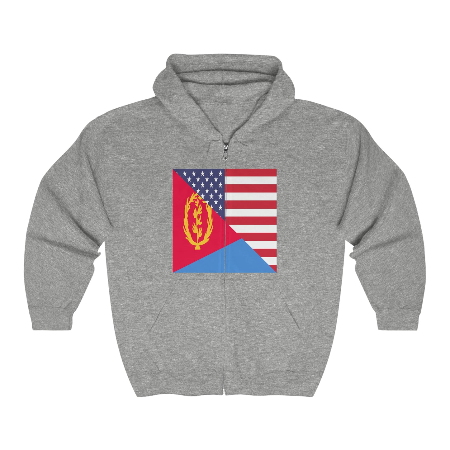 Eritrean American Flag Eritrea USA Zip Hoodie | Hooded Sweatshirt
